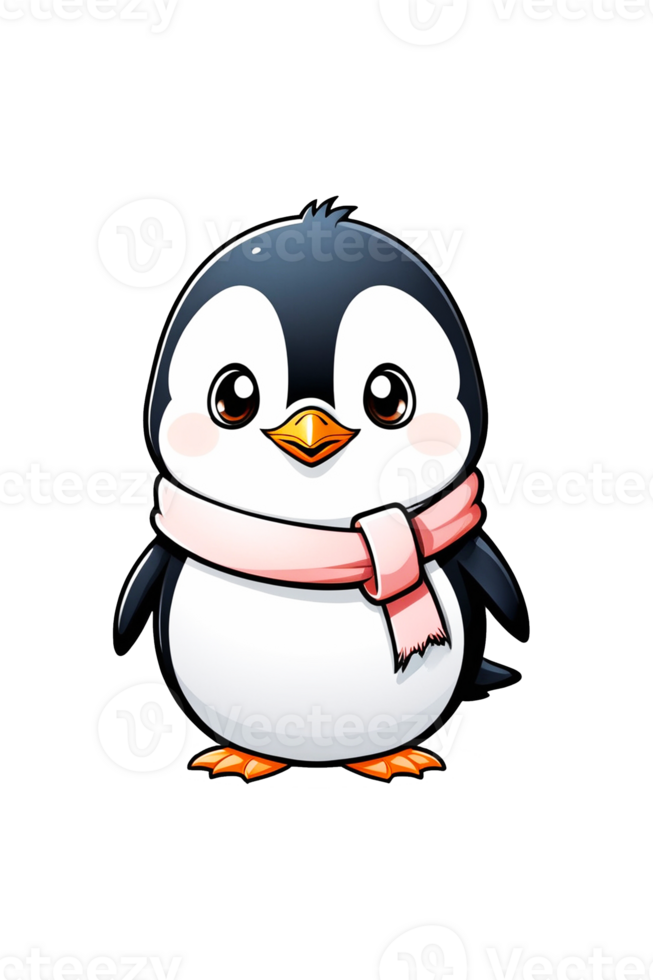 AI generated Cute cartoon penguin isolated on transparent background png