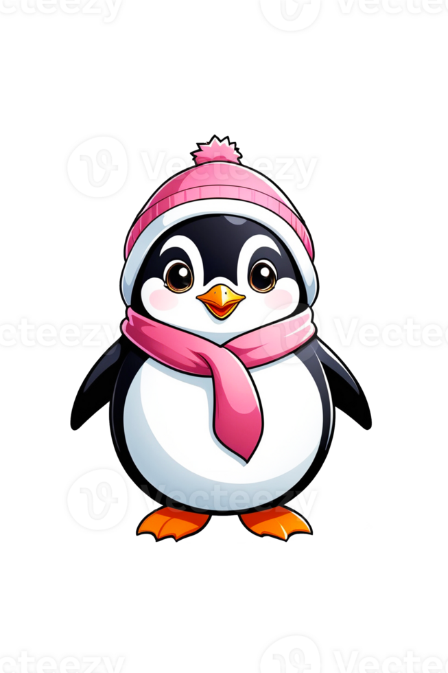 AI generated Cute cartoon penguin isolated on transparent background png