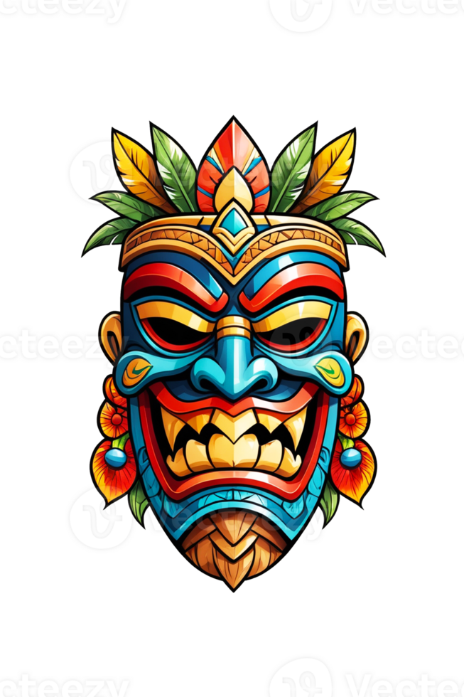 AI generated Image of a Tiki idol's face on a transparent background png