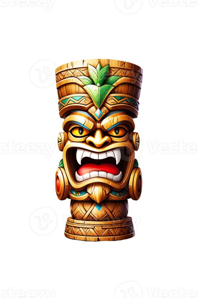 AI generated Illustration of wooden tiki statue isolated on transparent background png