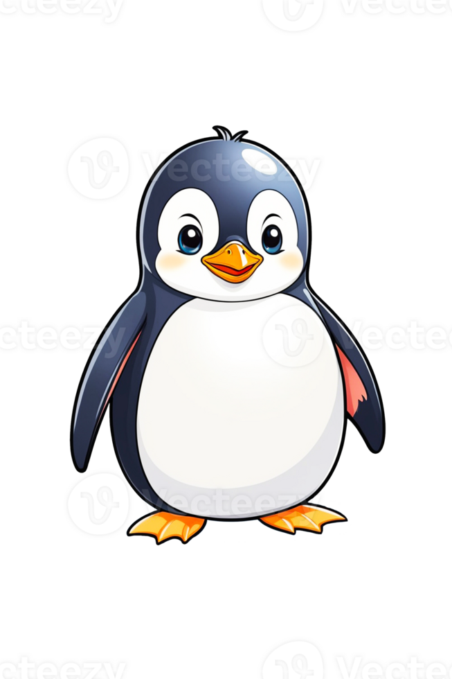 AI generated Cute cartoon penguin isolated on transparent background png