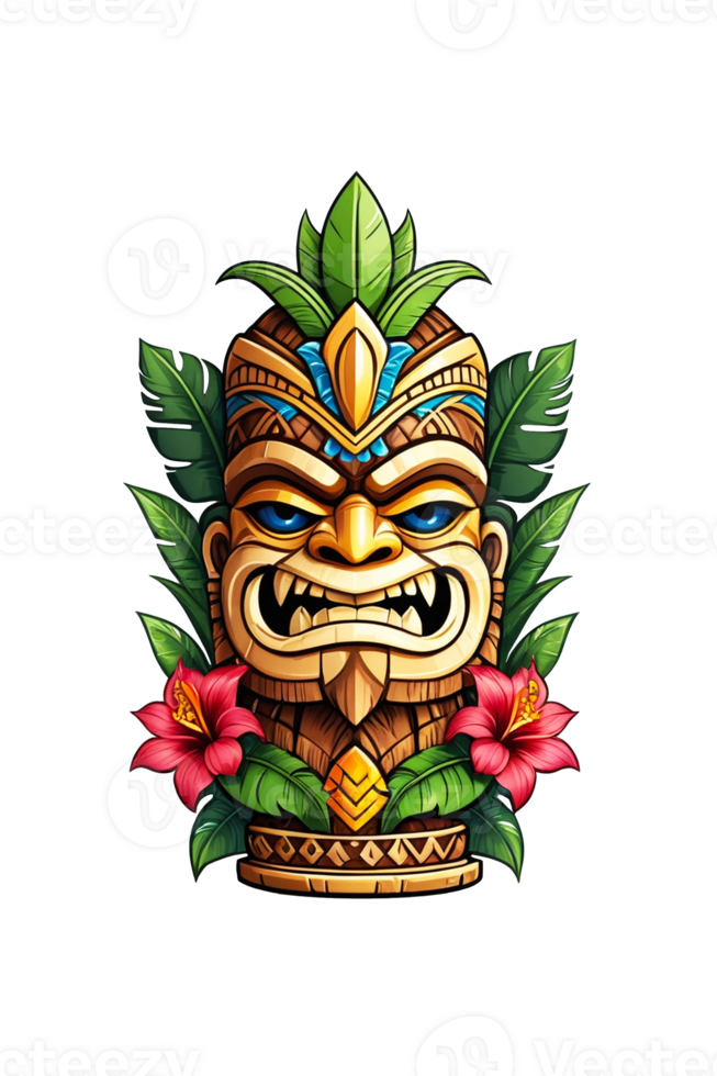AI generated Illustration of wooden tiki statue isolated on transparent background png