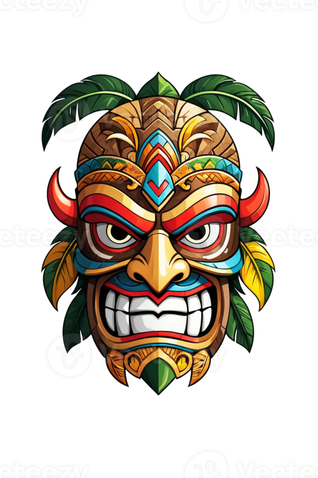 AI generated Image of a Tiki idol's face on a transparent background png