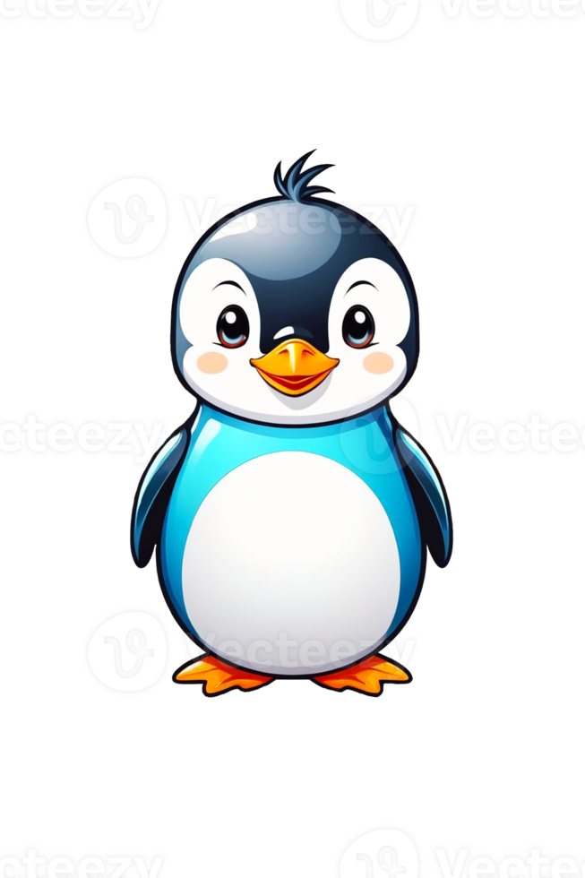 AI generated Cute cartoon penguin isolated on transparent background png