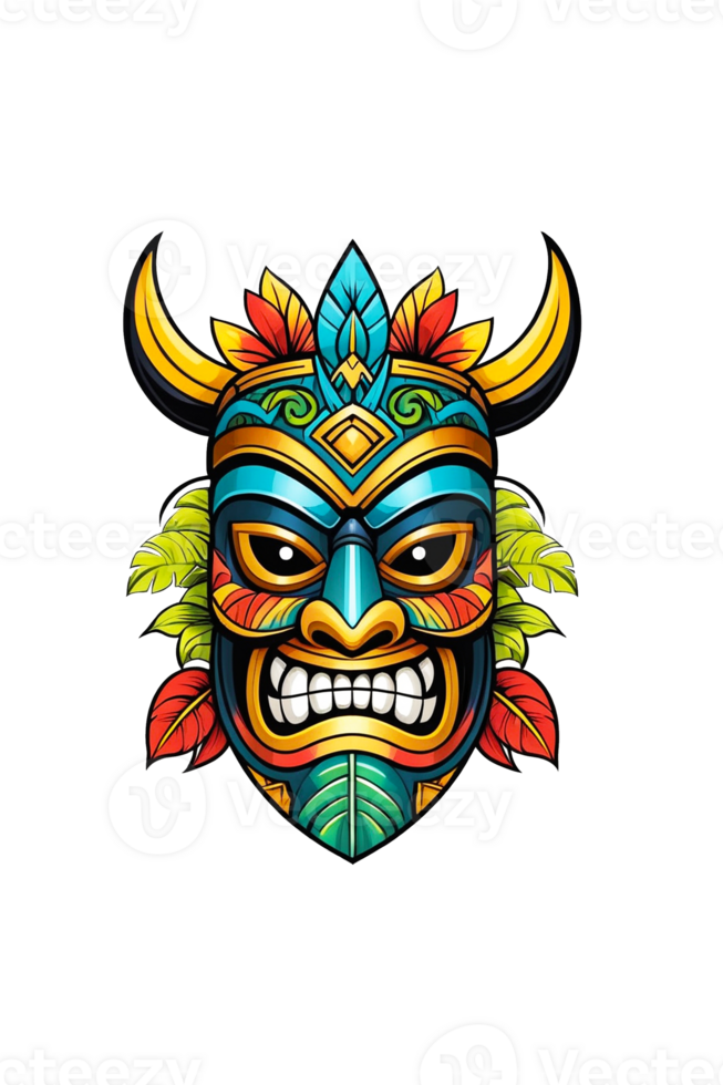AI generated Image of a Tiki idol's face on a transparent background png