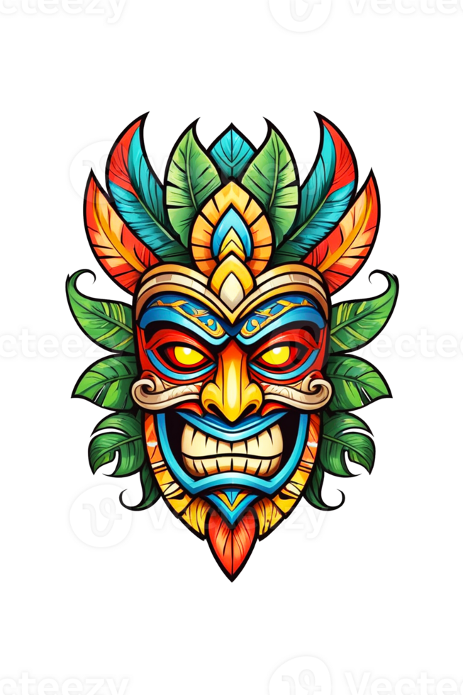 AI generated Image of a Tiki idol's face on a transparent background png