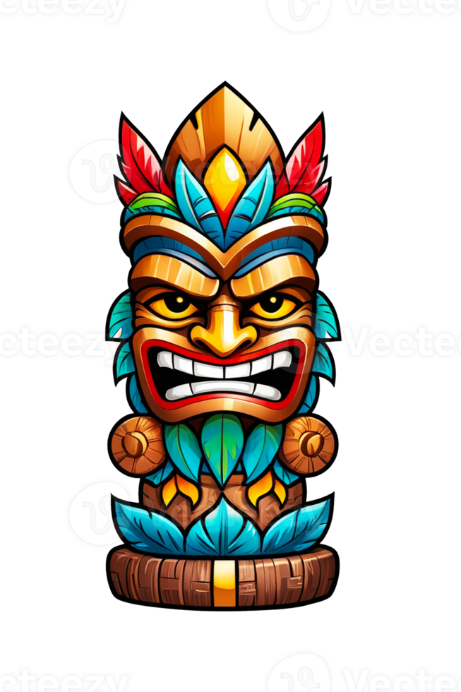 AI generated Illustration of wooden tiki statue isolated on transparent background png
