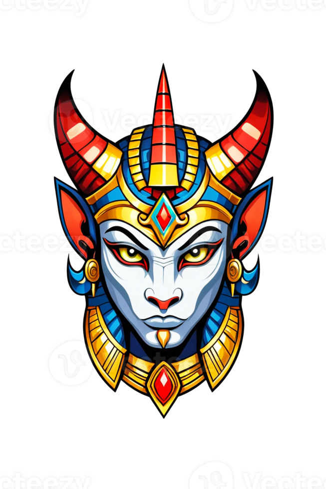 AI generated Illustration of a pharaoh's head with a crown on a transparent background png