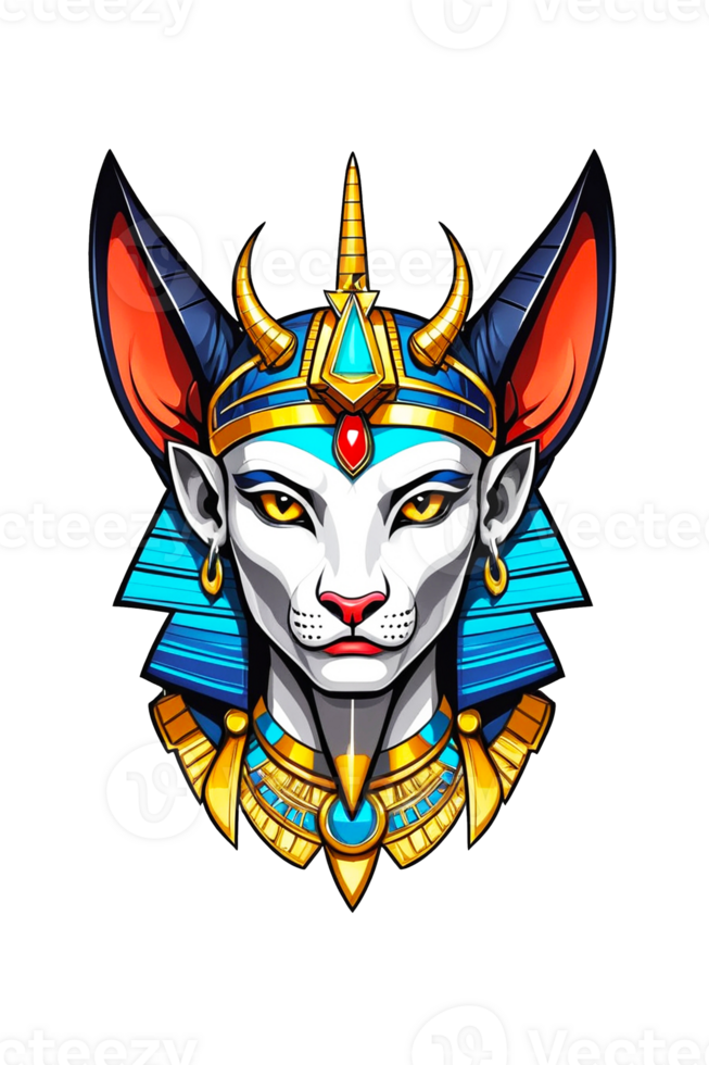 AI generated Illustration of a pharaoh's head with a crown on a transparent background png