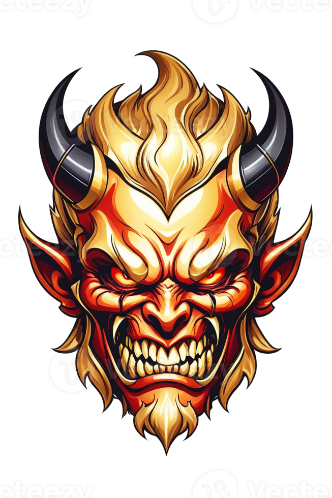 AI generated Devil human head with horns on transparent background png