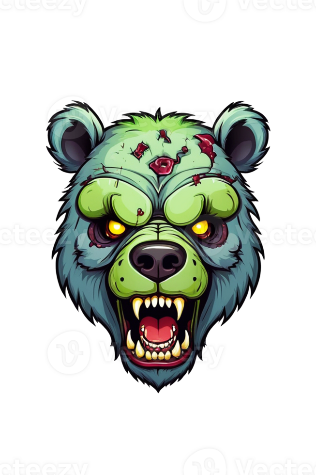 AI generated Illustration of an angry bear head on a transparent background png