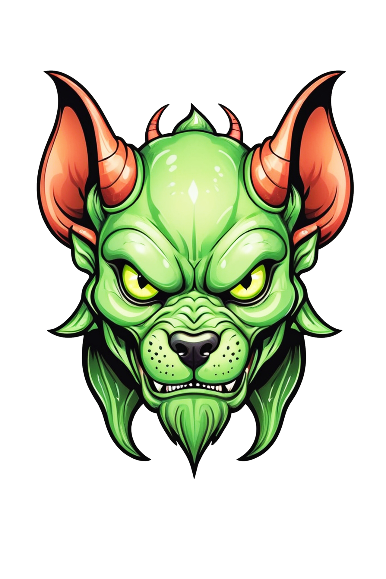 ai-generated-green-devil-dog-head-mascot-illustration-37148355-png