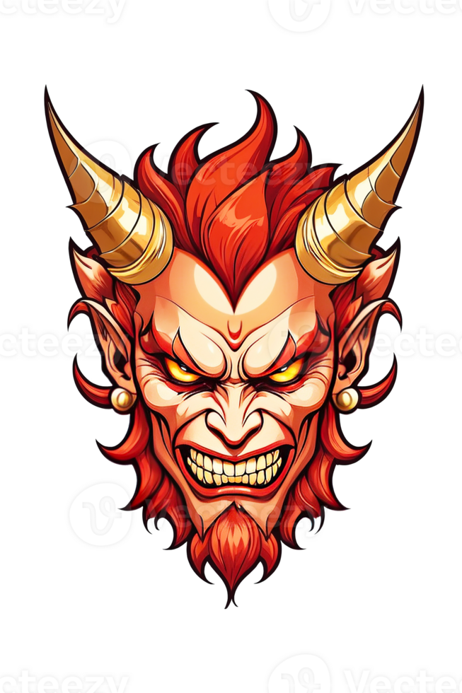 AI generated Devil human head with horns on transparent background png