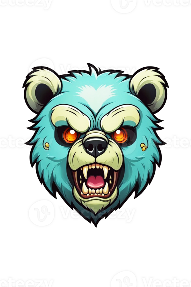AI generated Illustration of an angry bear head on a transparent background png