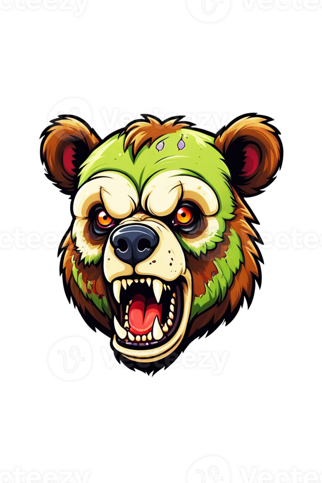AI generated Illustration of an angry bear head on a transparent background png