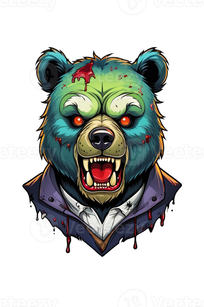 AI generated Illustration of an angry bear head on a transparent background png