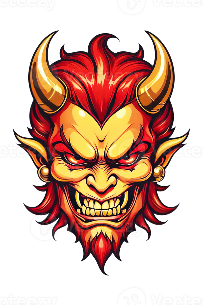AI generated Devil human head with horns on transparent background png
