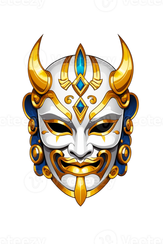 AI generated Viking mask with gold ornaments png