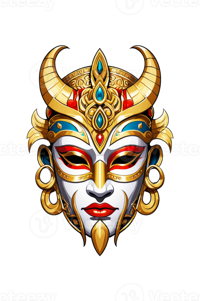 AI generated Viking mask with gold ornaments png