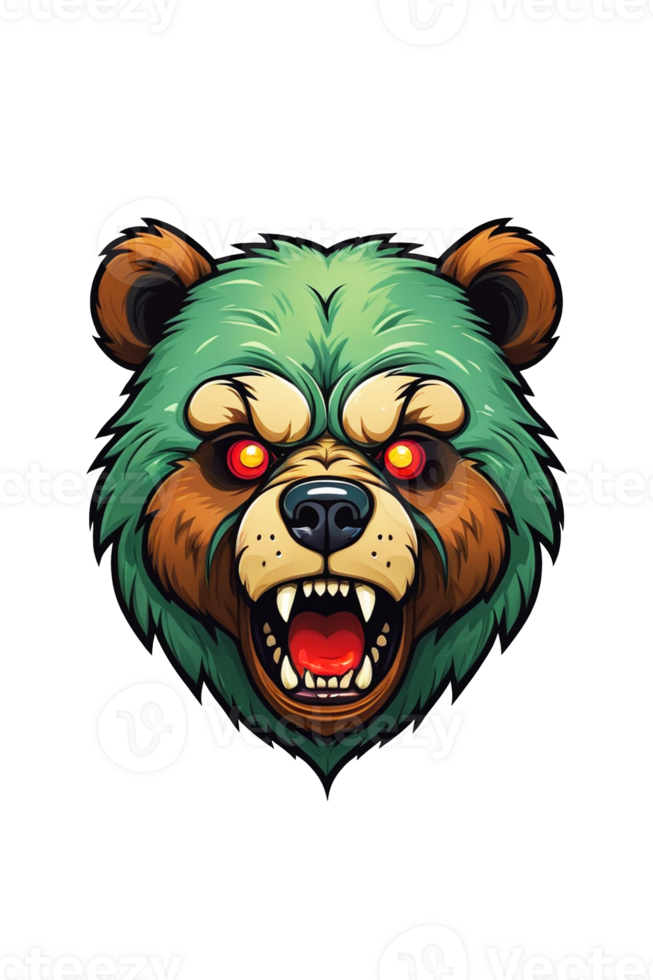 AI generated Illustration of an angry bear head on a transparent background png