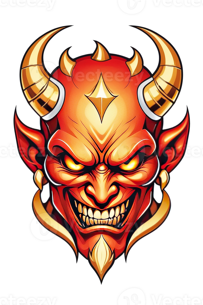 AI generated Devil human head with horns on transparent background png