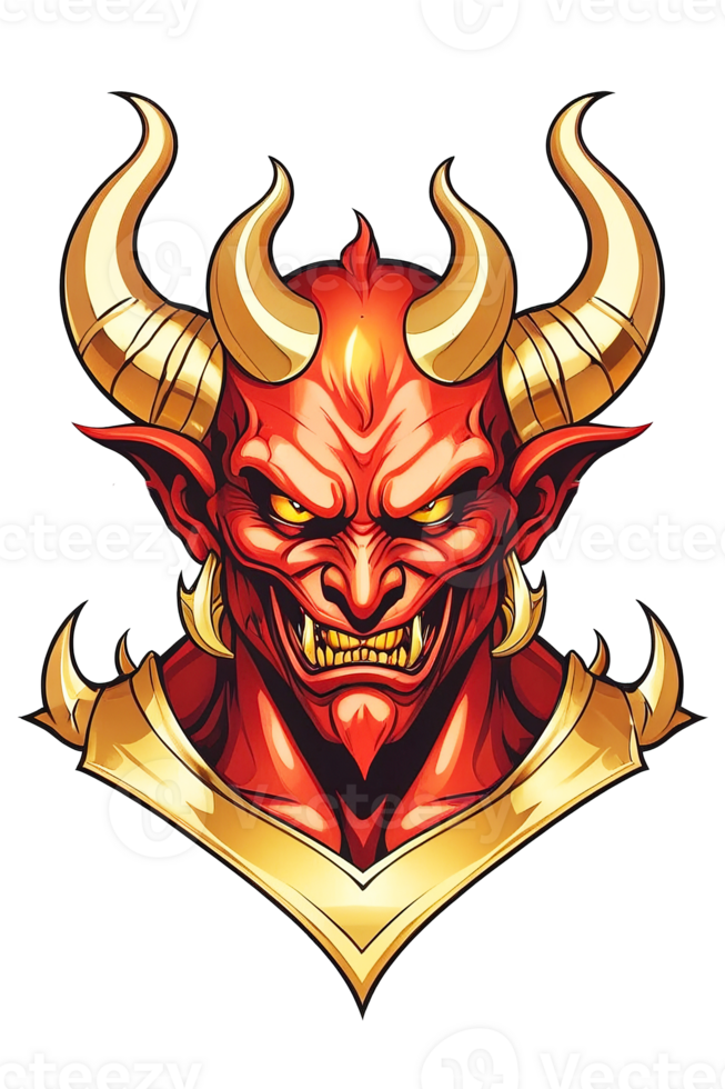 AI generated Devil human head with horns on transparent background png