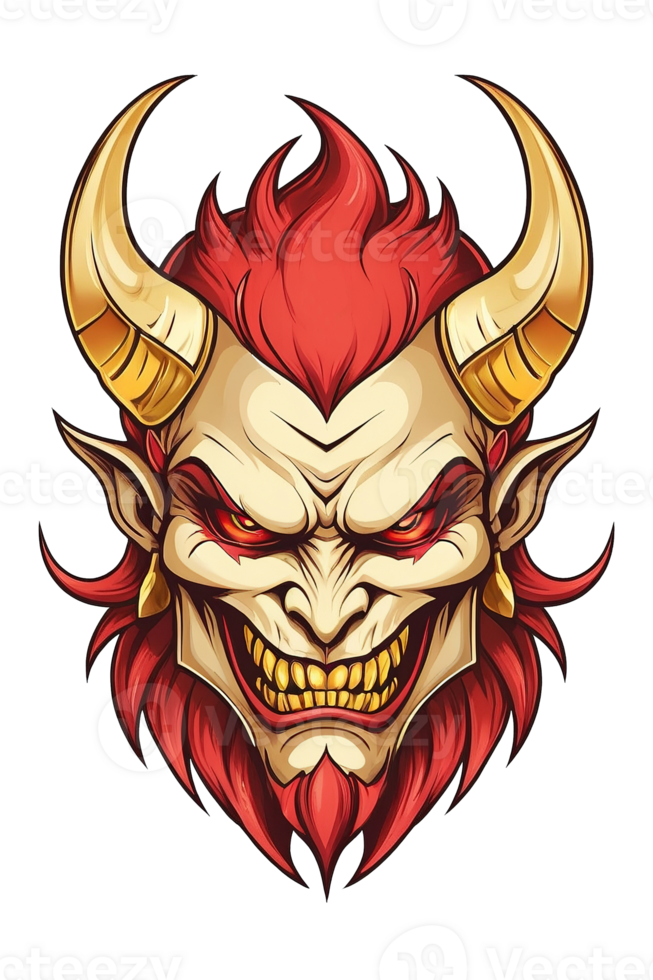 AI generated Devil human head with horns on transparent background png