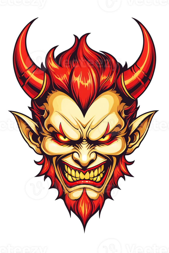 AI generated Devil human head with horns on transparent background png