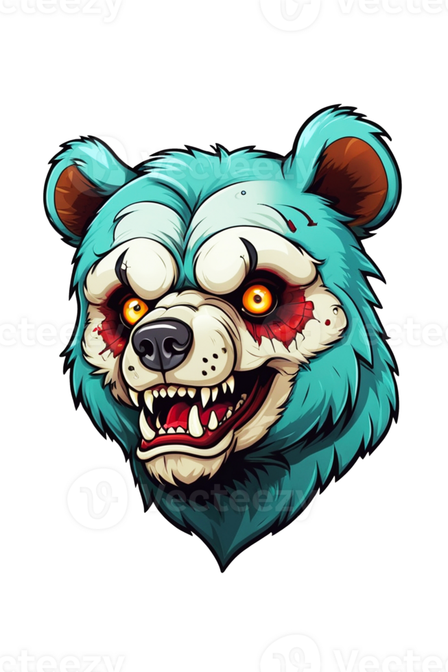 AI generated Illustration of an angry bear head on a transparent background png