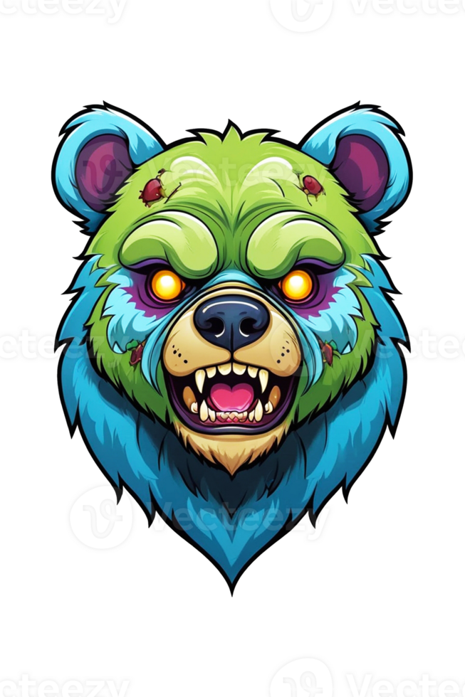 AI generated Illustration of an angry bear head on a transparent background png