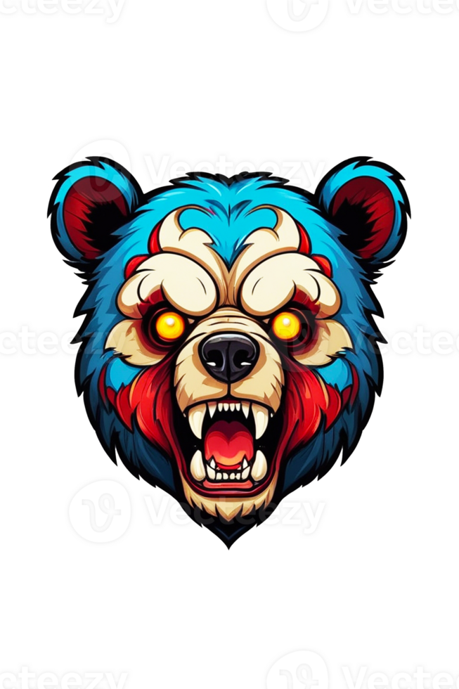 AI generated Illustration of an angry bear head on a transparent background png