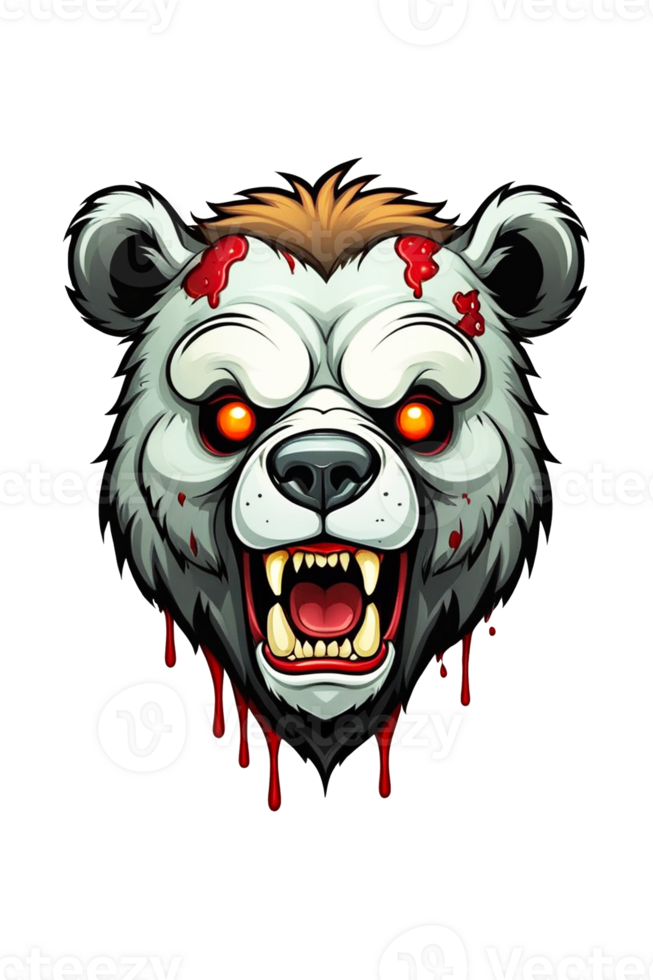 AI generated Illustration of an angry bear head on a transparent background png