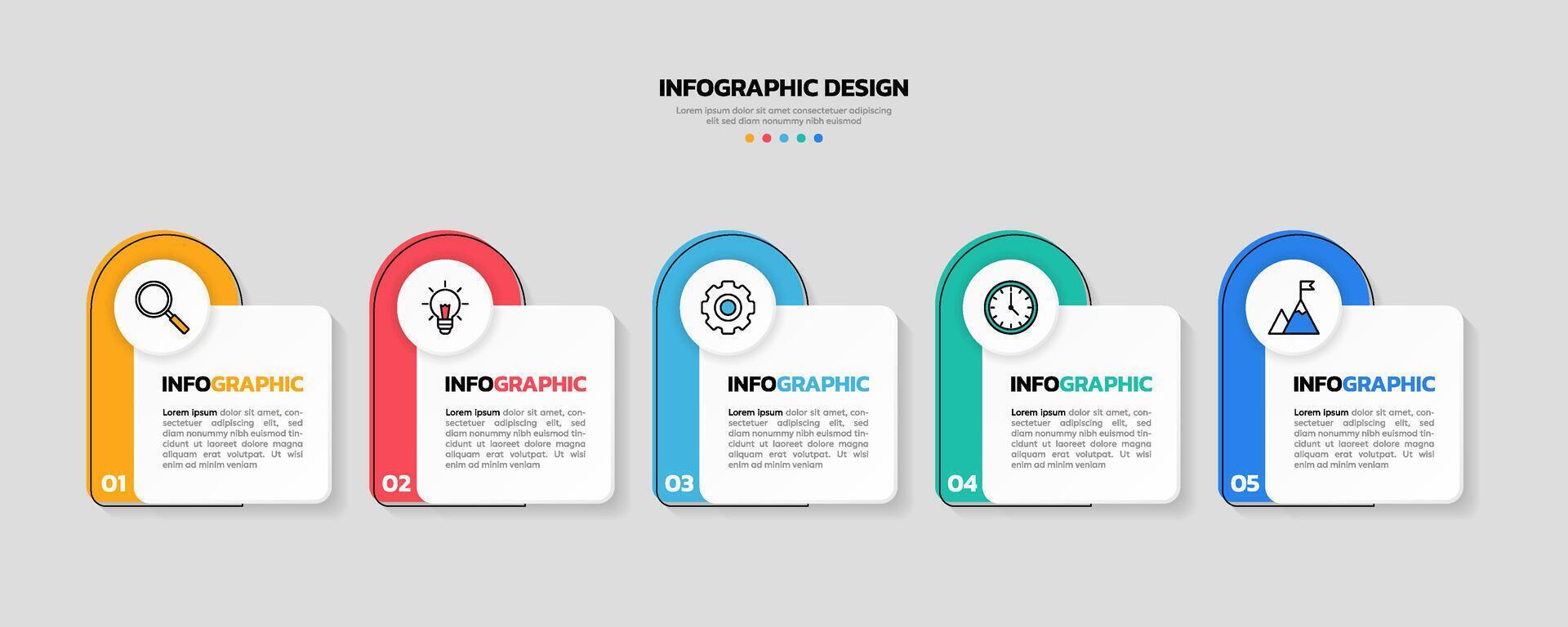 Modern business infographic template with 5 options or steps icons. vector