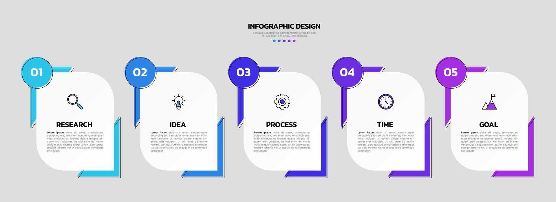 Modern business infographic template with 5 options or steps icons. vector