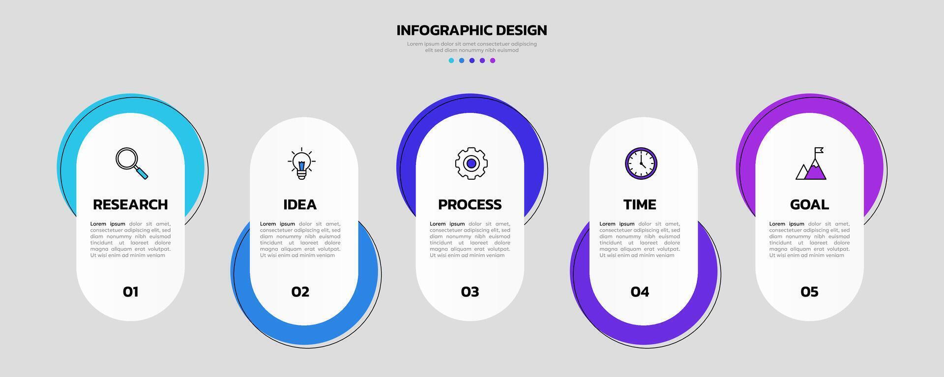 Modern business infographic template with 5 options or steps icons. vector