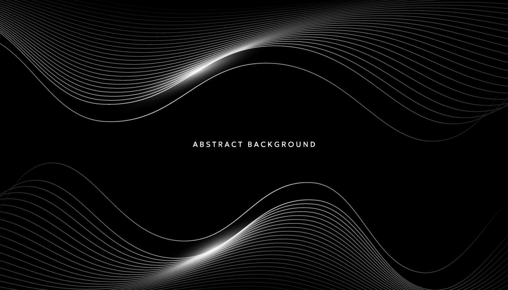 Black abstract background with white curves vector