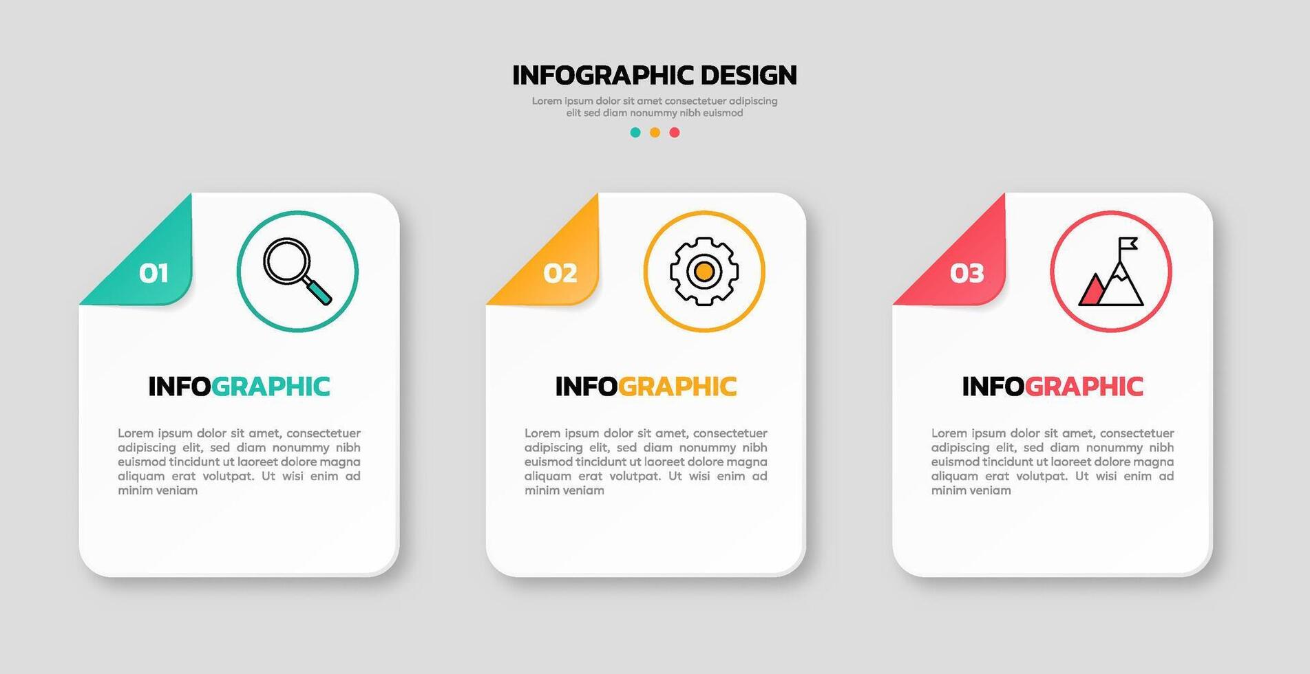 moderno negocio infografía modelo con 3 opciones o pasos iconos vector