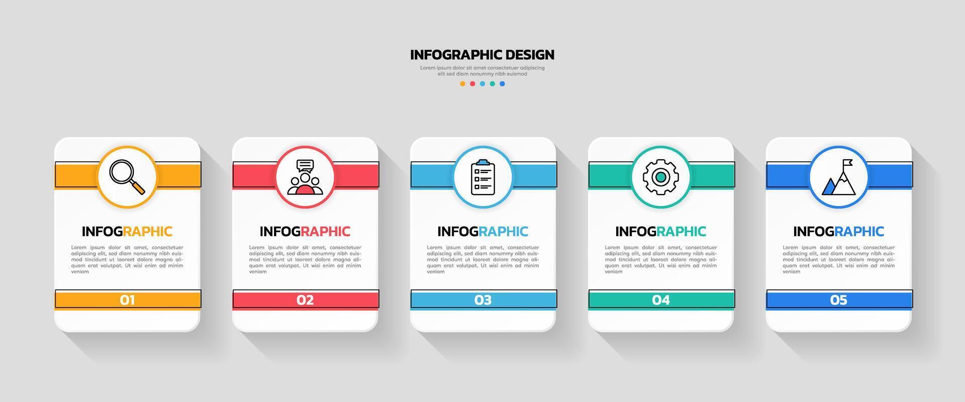 Modern business infographic template with 5 options or steps icons. vector