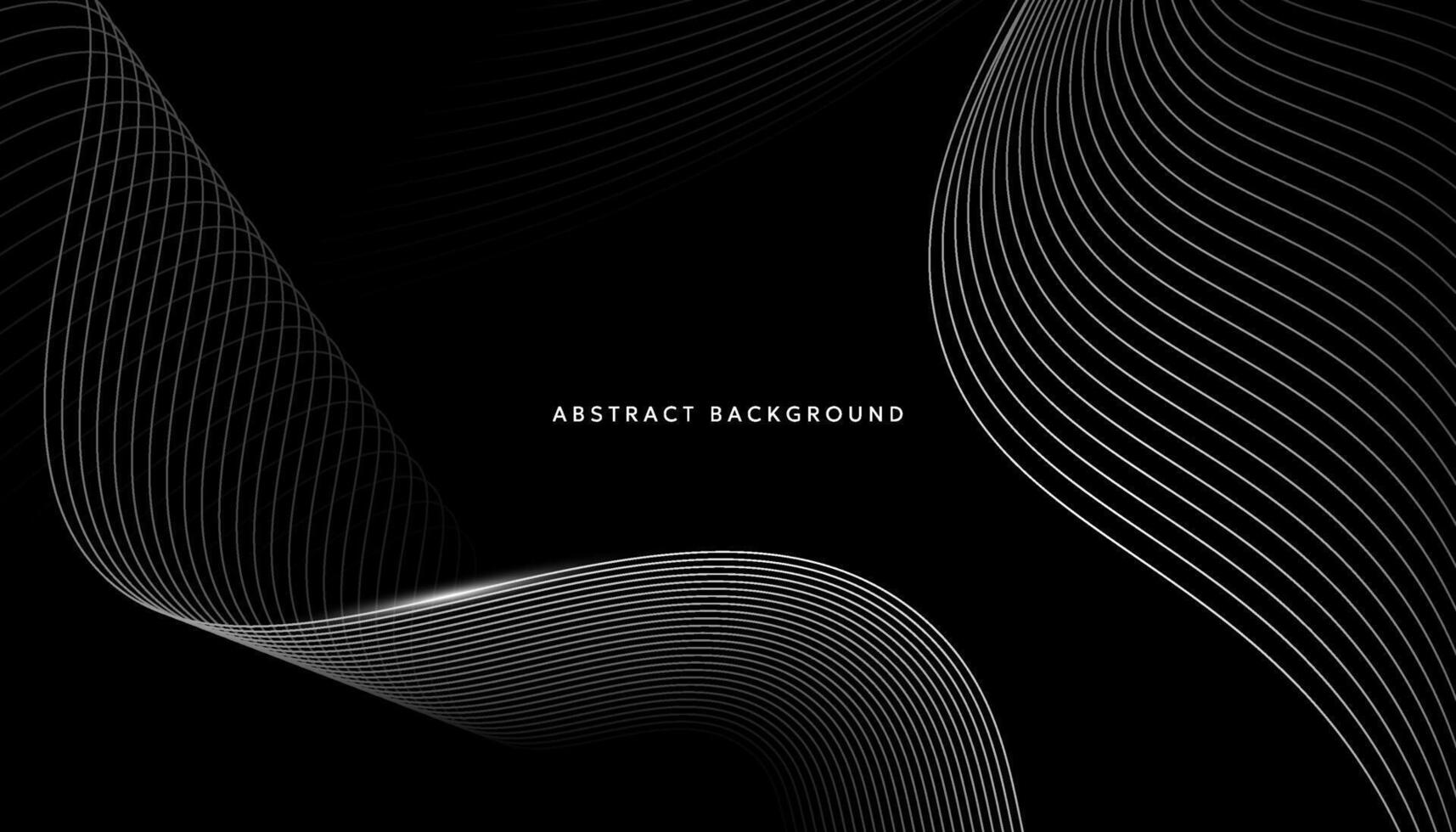 Black abstract background with white curves vector