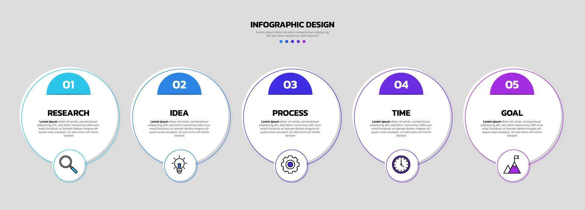 Modern business infographic template with 5 options or steps icons. vector