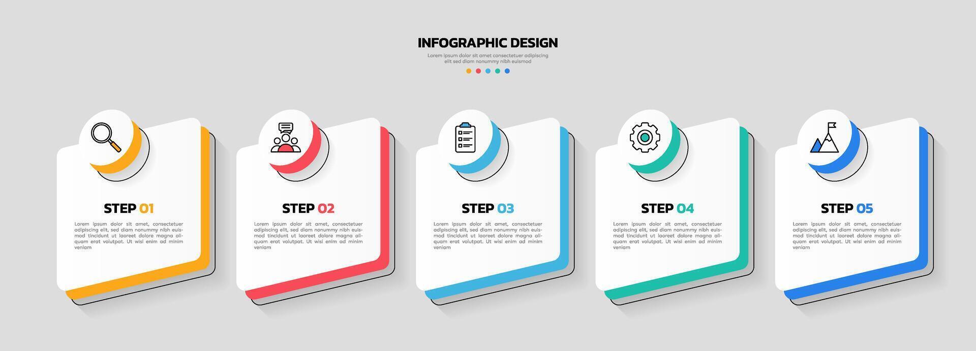 Modern business infographic template with 5 options or steps icons. vector