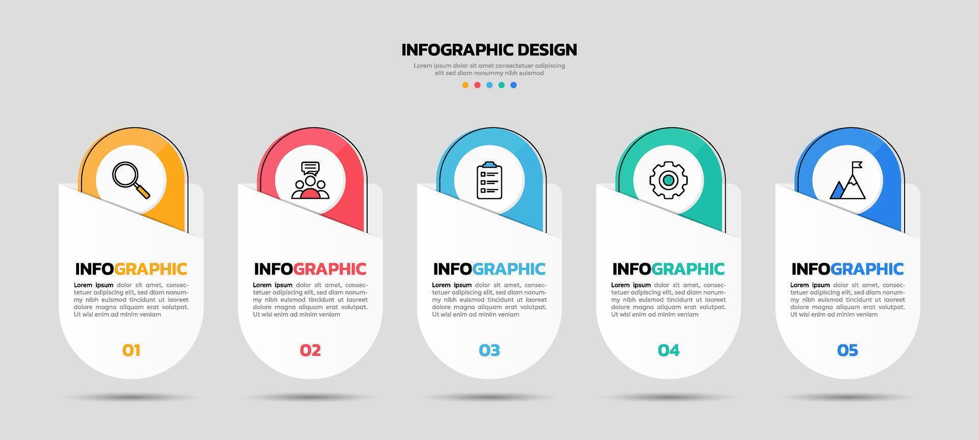 Modern business infographic template with 5 options or steps icons. vector