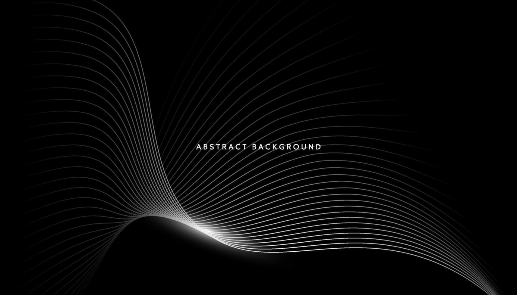 Black abstract background with white curves vector