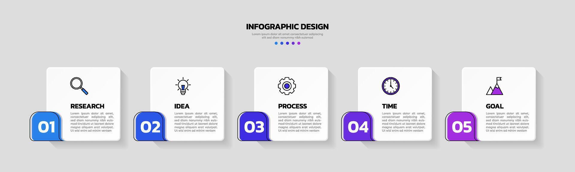 Modern business infographic template with 5 options or steps icons. vector