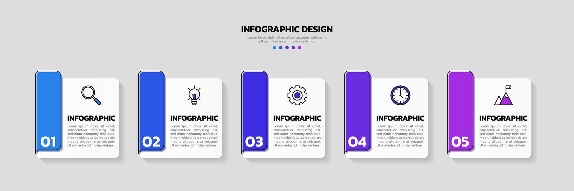 Modern business infographic template with 5 options or steps icons. vector