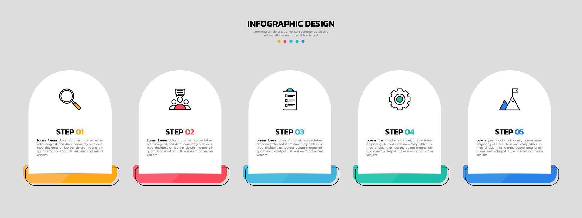 Modern business infographic template with 5 options or steps icons. vector