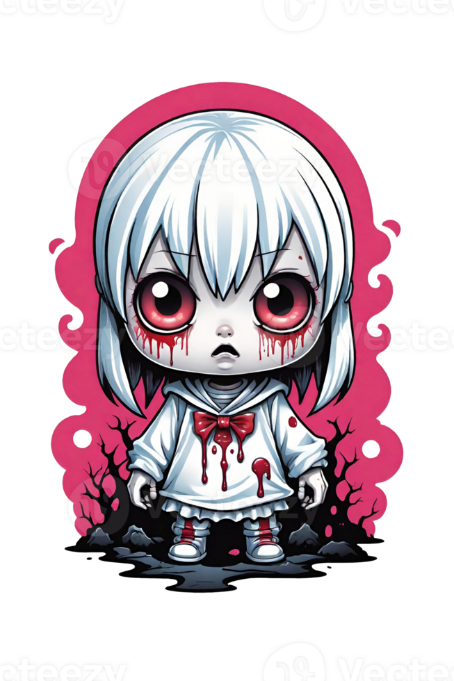 AI generated Illustration of cute cartoon character zombie girl png