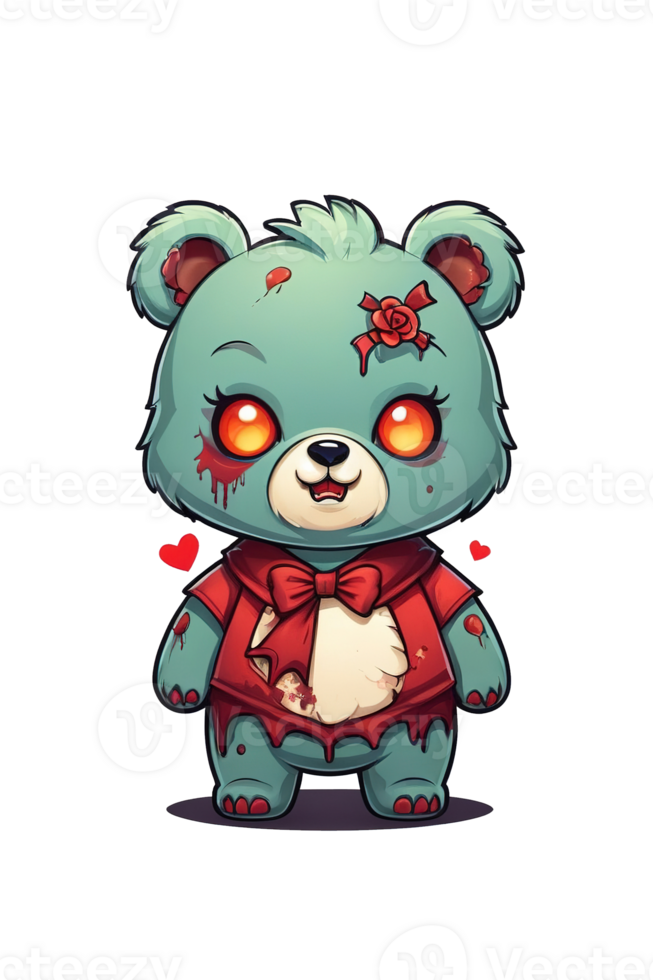 AI generated Cute cartoon teddy bear with blood png