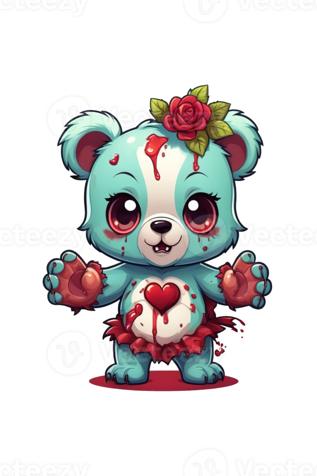 AI generated Cute cartoon teddy bear with blood png