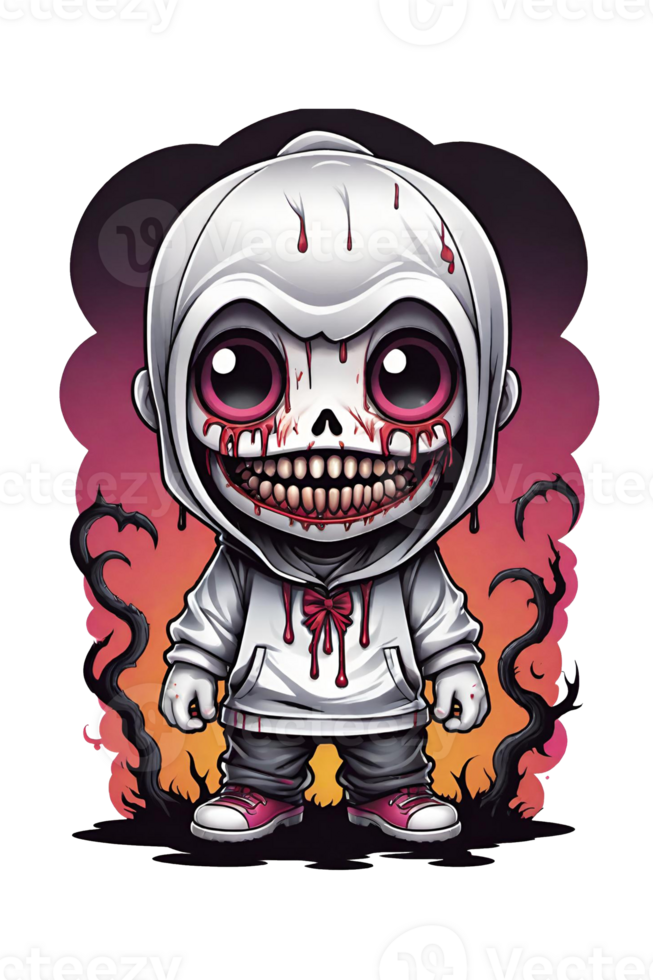 AI generated Illustration of cute cartoon character zombie girl png